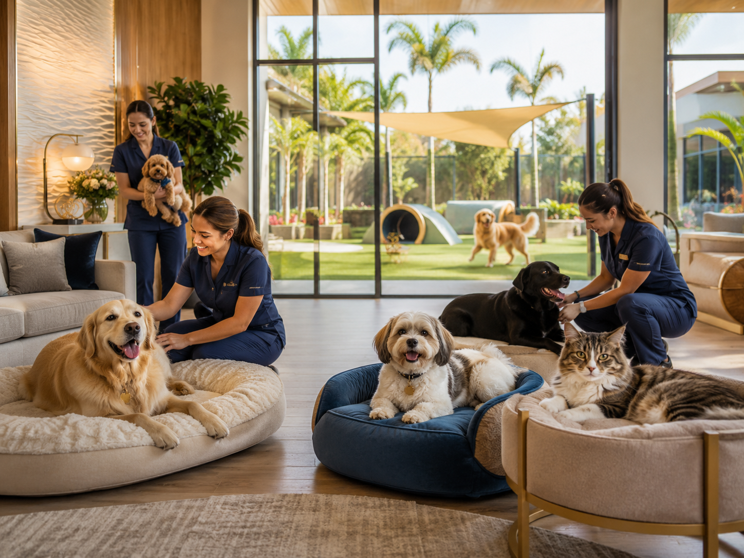 Luxury pet resort lounge